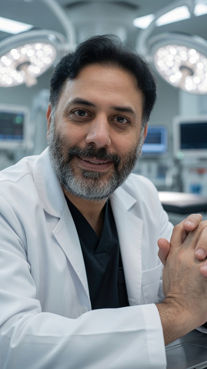 Online Video Consultation | آن لائن ویڈیو مشاورت Dr. Wasif Rizwan Malik in white coat and scrubs, operating theatre