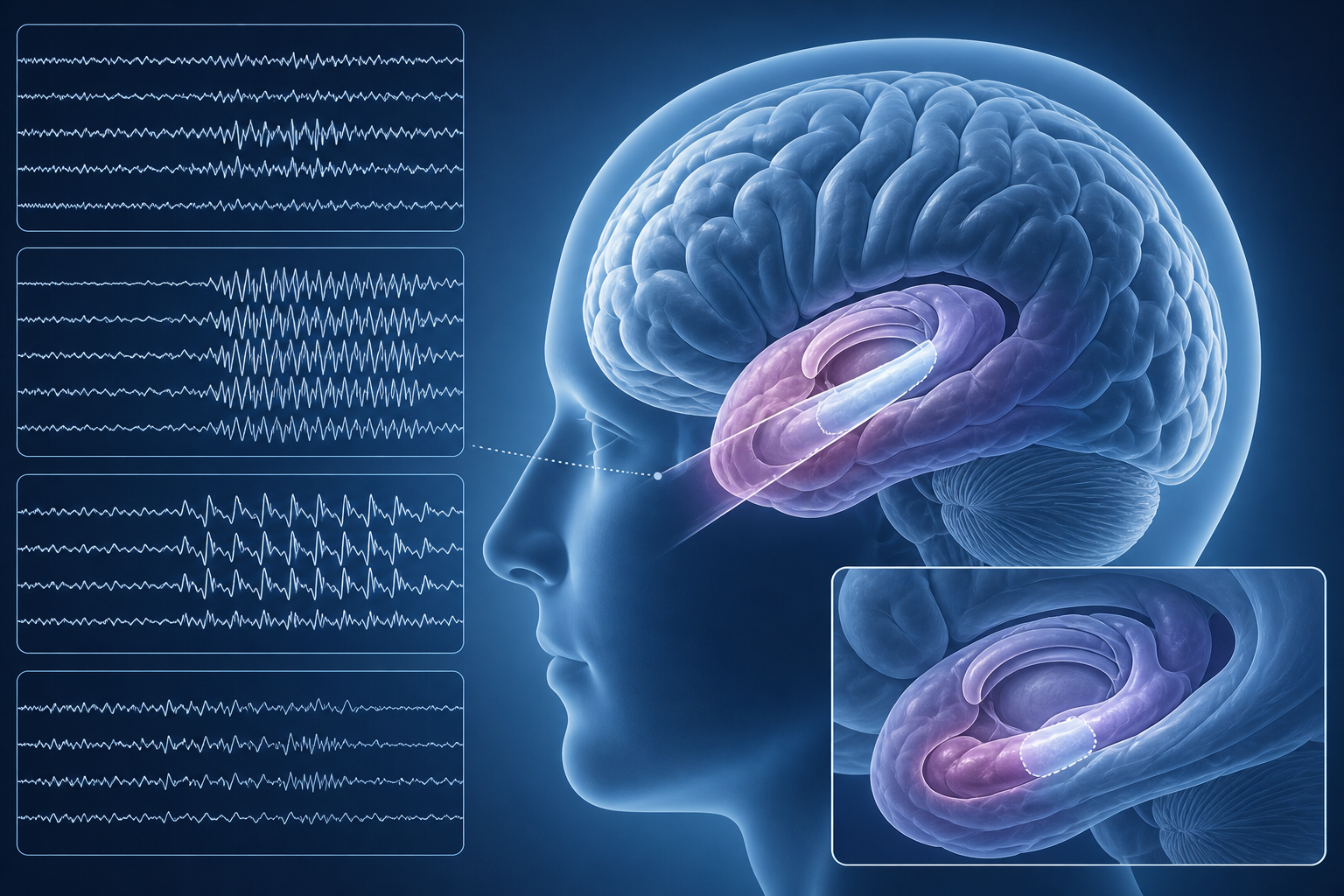Educational illustration of epilepsy surgery evaluation concept