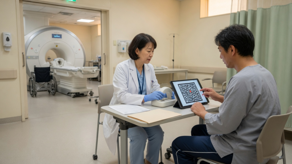 Biportal Endoscopic vs Microscopic Laminectomy: Multicenter RCT Finds Equivalent One-Year Disability Outcomes in Lumbar Stenosis | بائی پورٹل اینڈوسکوپک بمقابلہ مائیکروسکوپک لیمینیکٹومی: ملٹی سینٹر آر سی ٹی میں لمبر سٹینوسس کے ایک سالہ معذوری نتائج مساوی AI-generated conceptual editorial image – not from the cited study / not a clinical photograph. تصویری اداریہ — حوالہ شدہ تحقیق یا کلینیکل فوٹو نہیں. Biportal Endoscopic vs Microscopic Laminectomy: Multicenter RCT Finds Equivalent One-Year Disability Outcomes in Lumbar Stenosis