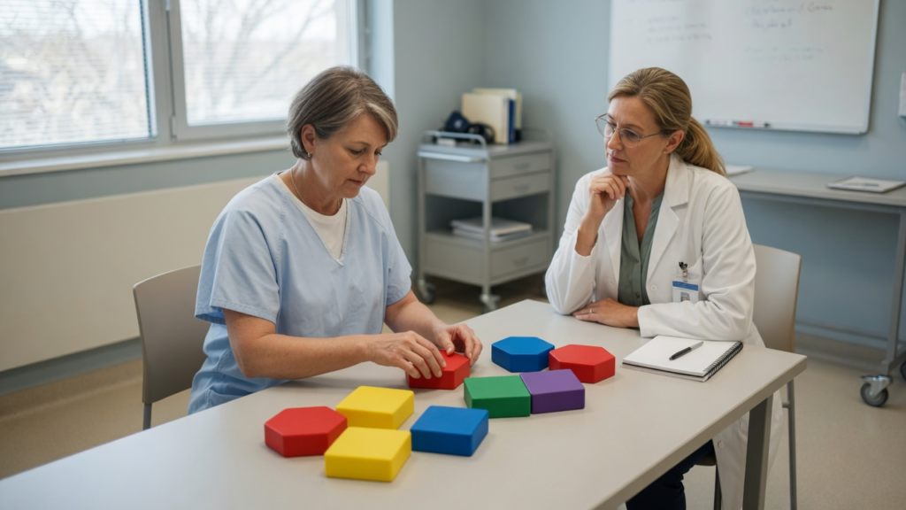 AI-generated conceptual editorial image – not from the cited study / not a clinical photograph. Magazine photojournalism for: Logical reasoning can remain intact when language systems are impaired